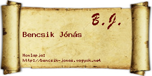 Bencsik Jónás névjegykártya